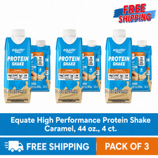 Equate Protein Shake Caramel Ready to Drink 4 Ct Pack of 3