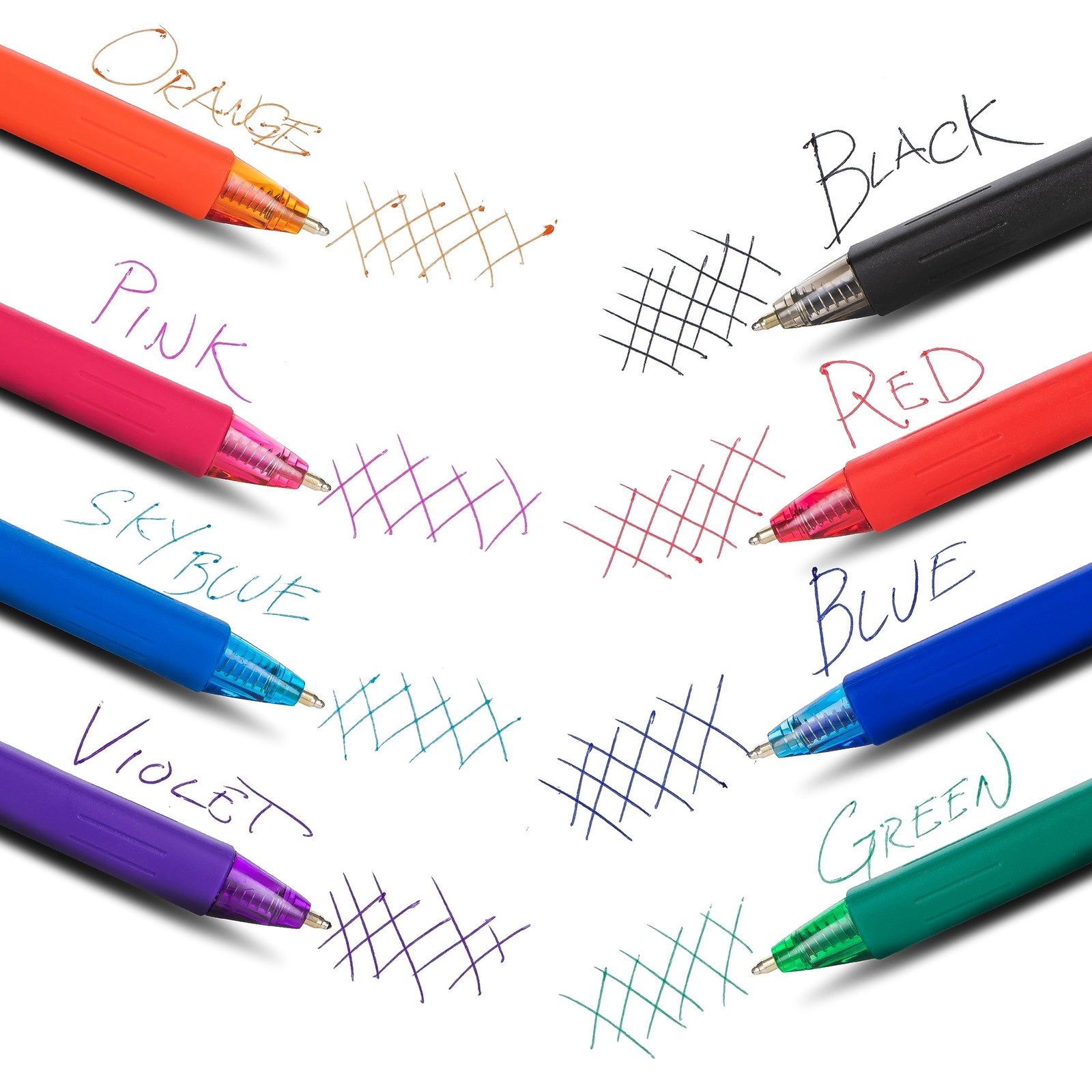 Pentel Wow Retractable Ballpoint Pens Triangular Grip Assorted Colors 8 Pack