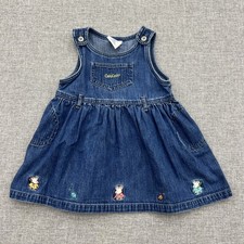 Vintage Osh Kosh Size 24 Months Denim Dress Mouse Fall Leaves Embroideried
