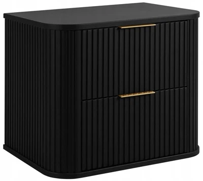 Meuble sous-lavabo salle de bain ELEGANCE 60 cm façade rainurée noir - Photo 1/4