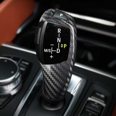 Fiber Black Carbon Fiber Handle Gear Shift Knob Trim Fits 12-18 F30 328i 320i