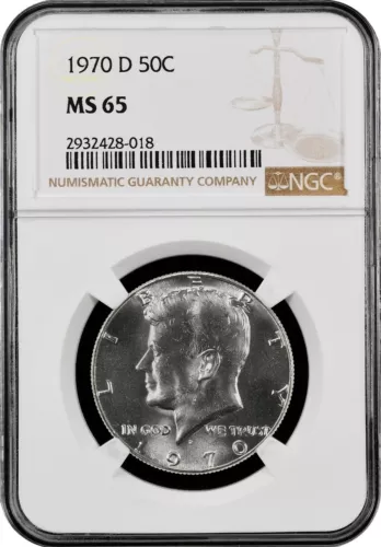 1970-D  KENNEDY  US Half Dollar,   MS65 by NGC,   a SUPERB looking coin!!!!