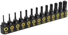 LEXIVON 13-Piece Tamper-Resistant Torx Bit Set, S2 Steel, T4-T40, 1/4" Hex Shank