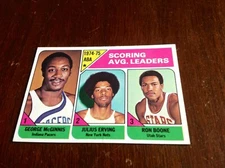1975-76 Topps #221 ABA Scoring LDRS. (Erving/McGinnis) (EXMT+)