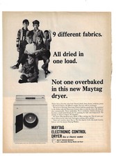 Maytag Advertisement Appliances Advertising Vintage 1960s Print Ad Dryer