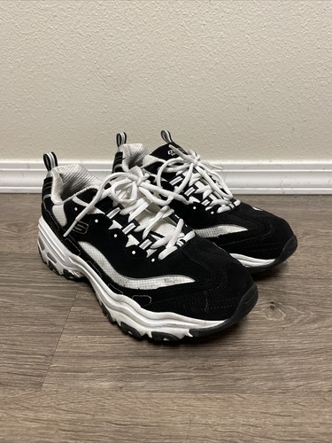 Skechers D'Lites Black \u0026 White Men Size 