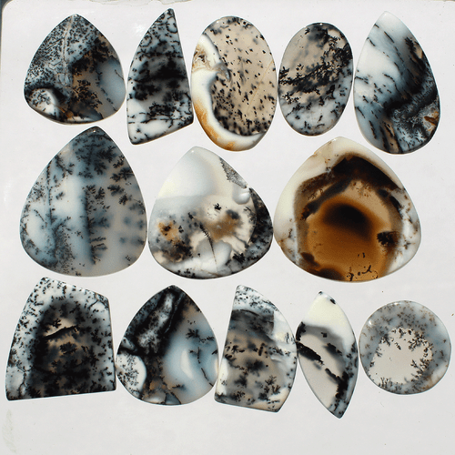 13 Pcs Australian Natural Dendrite Opal 15mm-25mm Slice Cabochon Loose Gemstones - Picture 6 of 11
