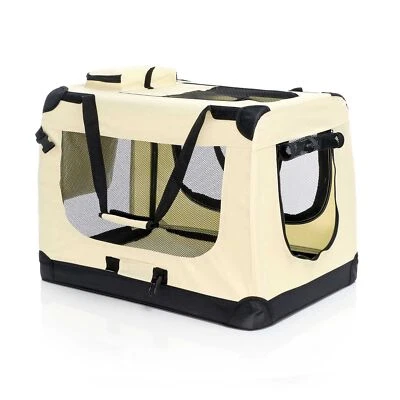 Fudajo Caisse transport pliable Beige Chien Chat XL 80x58x56cm Animal domestique - Photo 1/4