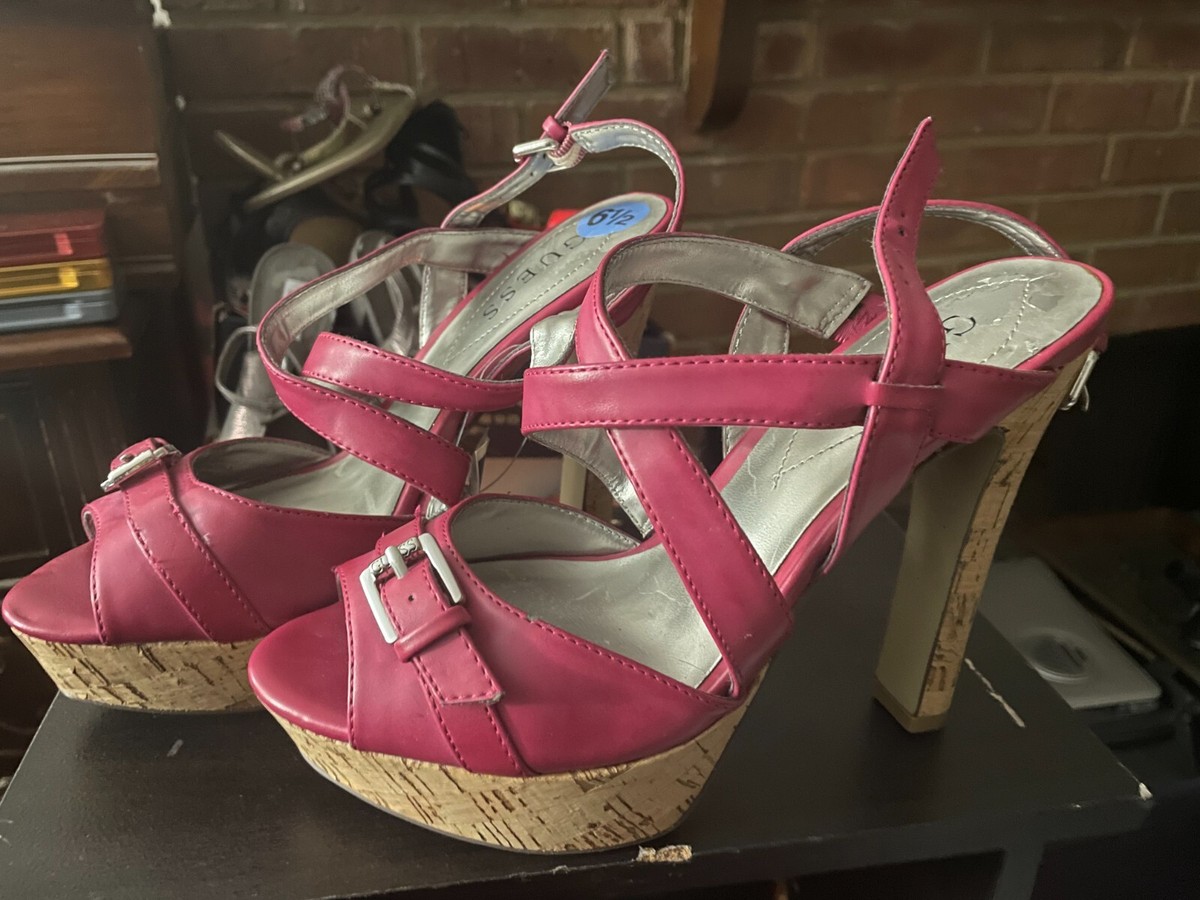 NEW $99 Guess pink platform high heel sandals -Defect SEE PICS Women's  shoes