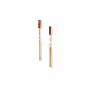 Authentic Sterling Silver Gold-plated Amber Bar Drop Earrings