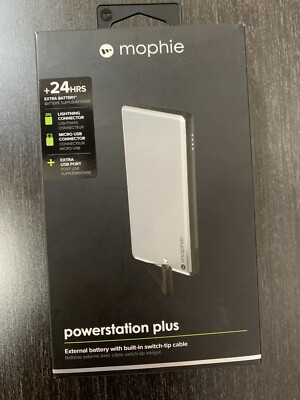 mophie Powerstation Plus Power Bank 6,000 mAh for Micro USB & Apple  Adapter