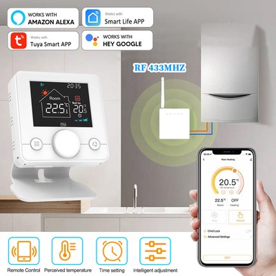 WiFi RF Smart Thermostat Gas Boiler Raum Heizung Temperatur Controller TUYA App