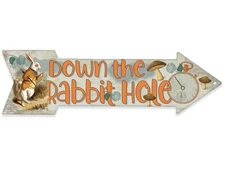 Metal Sign - Down The Rabbit Hole - Directional Arrow Sign - Durable Metal Sign