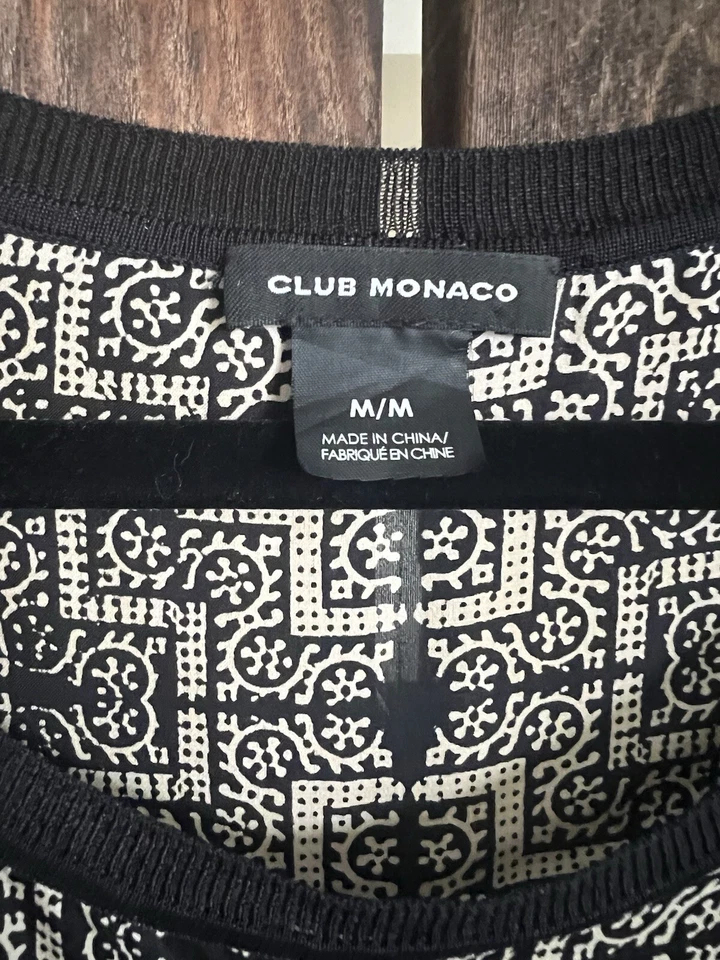 Camiseta sin mangas Club Monaco 100 % seda blanca y negra - Talla M Foto 2 de 4