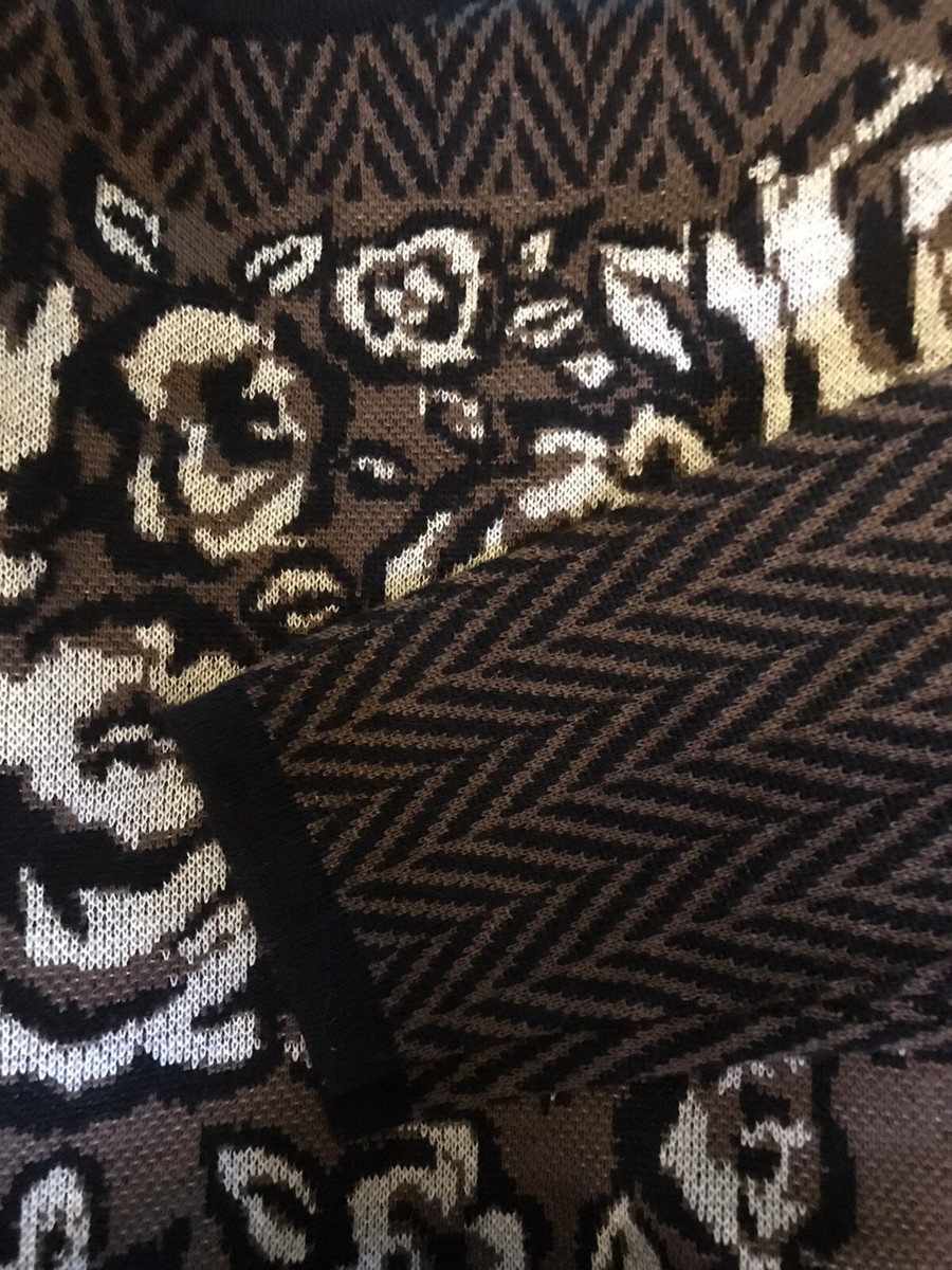 Nine West Floral Sweater Dress L/S BROWN/BLACK Fit Flare Womens -S SMALL |  eBay