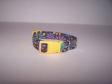 Wet Nose Designs Colorful Fun Flowers Dog Collar on Blue Spring COLOR Buckle