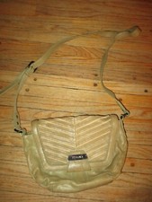 PERLINA TAN LEATHER PURSE Faux Leather Crossbody Strap