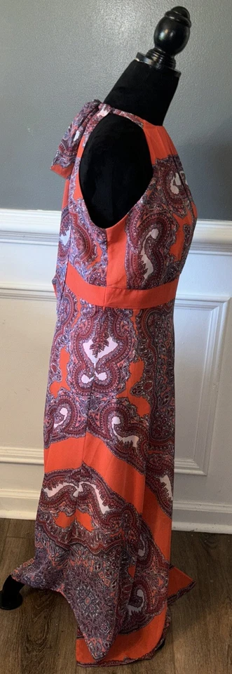 Vestido maxi halter boho estampado pañuelo naranja sandra darren talla 10 Foto 4 de 4