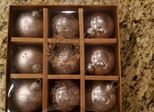 Tinsel and Fir Kugel Glass Christmas Ornaments. 2.5" Bronze