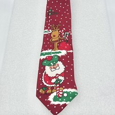 Hallmark Holidays Christmas Neck Ties Santa and Rudolph Playing Golf