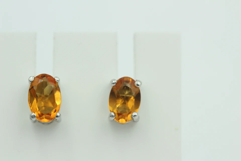 Raro 0,94 Carati Madeira Quarzo Citrino Orecchini 925 Argento Di Madeira Alto - Immagine 3 di 4