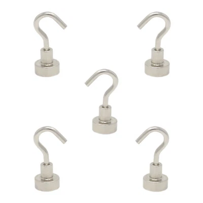 MARKENLOS SBS® Hakenmagnet Ø 12mm Neodym » Topfmagnet mit Haken vernickelt » Magnet-Haken