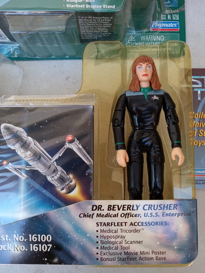 Star Trek Action Figure LOT Worf Picard Beverly Zefram Science Fiction 6" - Image 4 of 4