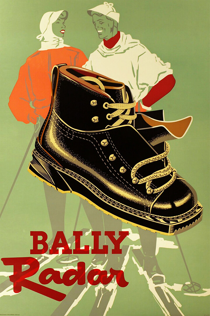 Bally Swiss Winter Shoes 1950 Original Vintage Wall Art Home