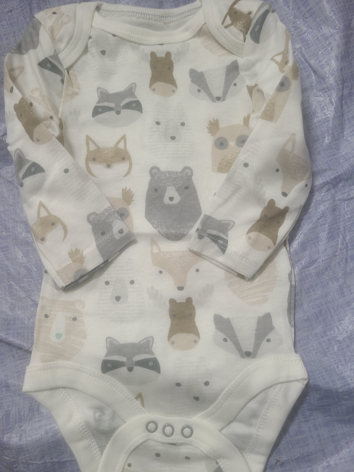 Bodysuit White With Woodland Animals Size 0-3M-image