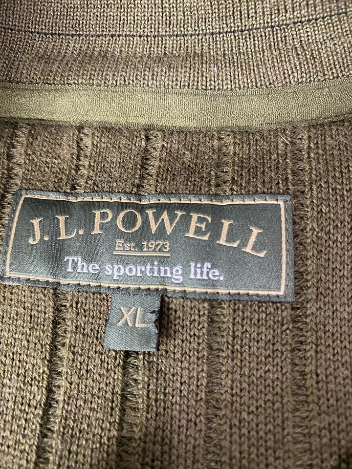 J.L. Powell The Sporting Life Sweater XL Green With Tan Leather Accents Hunting - Image 3 of 4