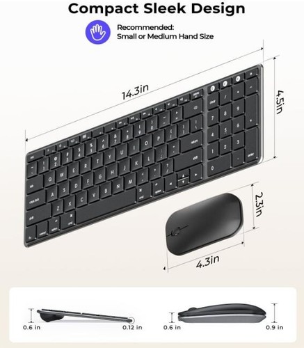 NEW Wireless Bluetooth Keyboard & Mouse for MacBook Pro/Air iPad iMac Space Gray - Picture 4 of 5