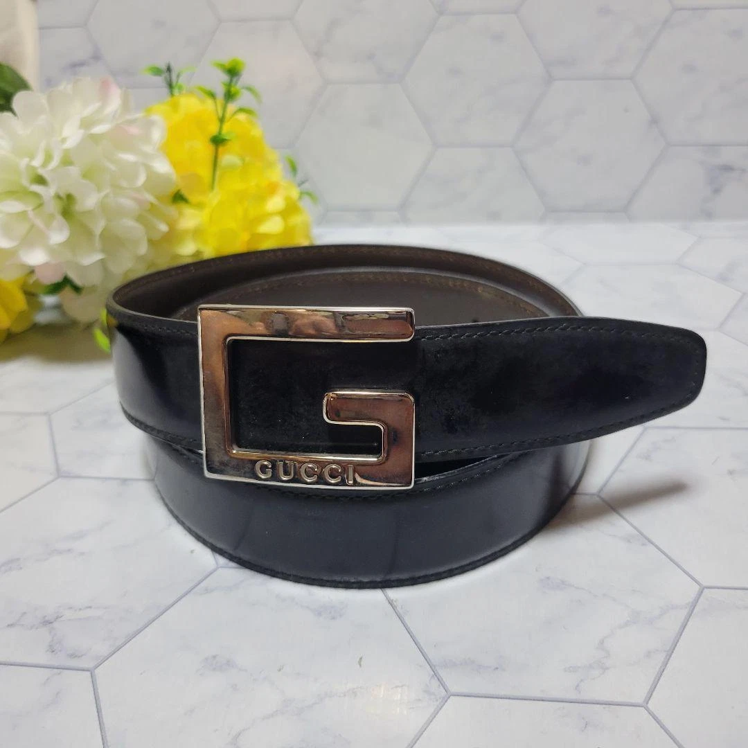 Ceinture créateur GUCCI logo émaillé argent x noir pour pantalon élégant