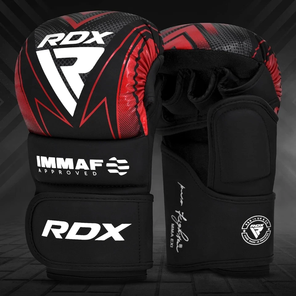 Guantes de agarre de sparring aprobados por RDX IMMAF guantes de MMA de palma abierta ventilados Foto 4 de 4