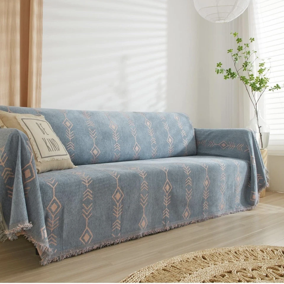 NEW Anthropologie XL Boho Chenille Arrow Throw Blanket Bedspread Quilt 135 x 70 - Image 4 of 4