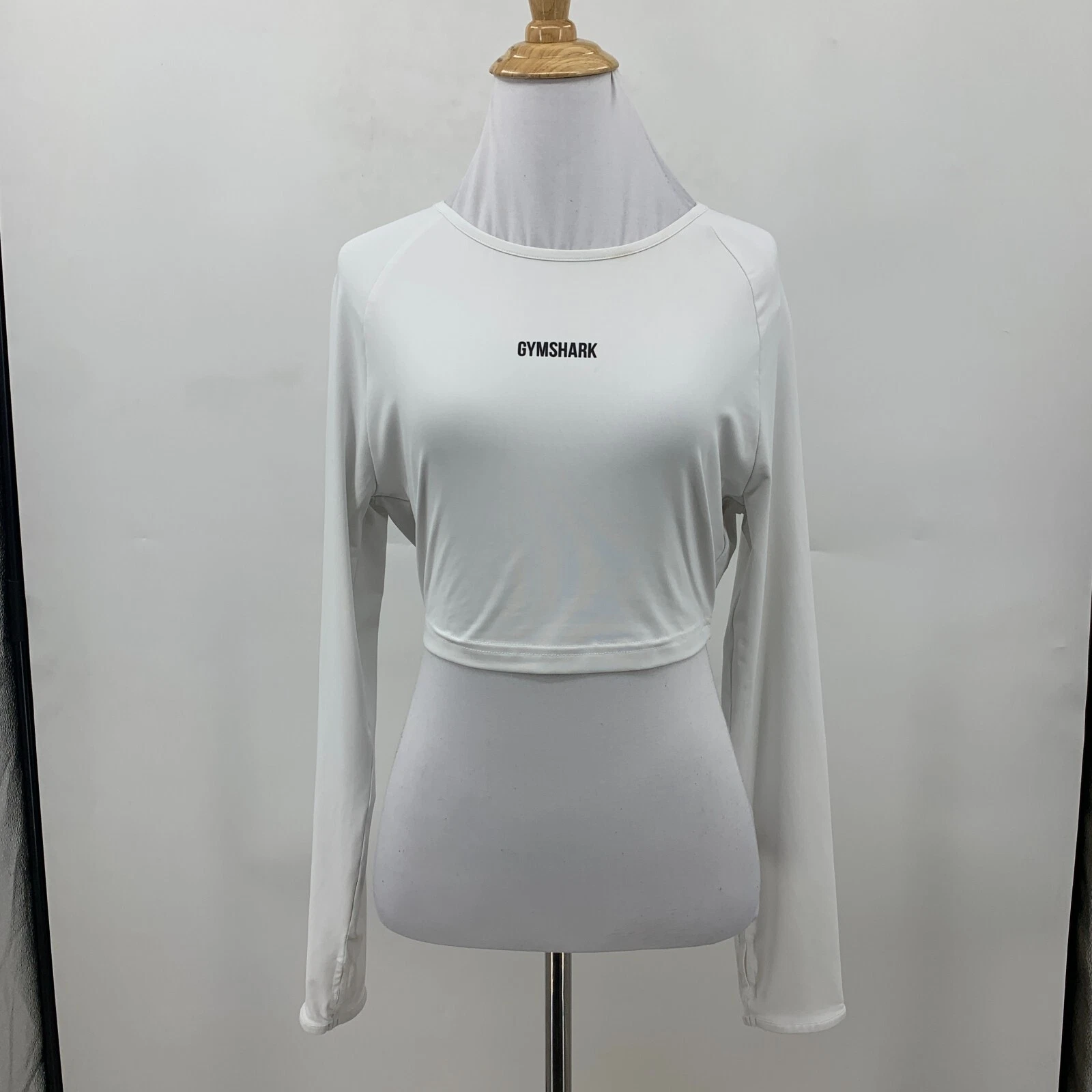 gymshark cropped long sleeve thumbholes mesh panel shirt