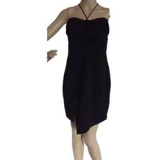 Express 12 Black Halter Spaghetti Strap Sleeveless Sheath Dress asymmetrical L q