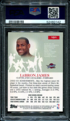 PSA 10 GEM MINT 2003 TOPPS PRISTINE LeBRON JAMES #101 CAVS LAKERS