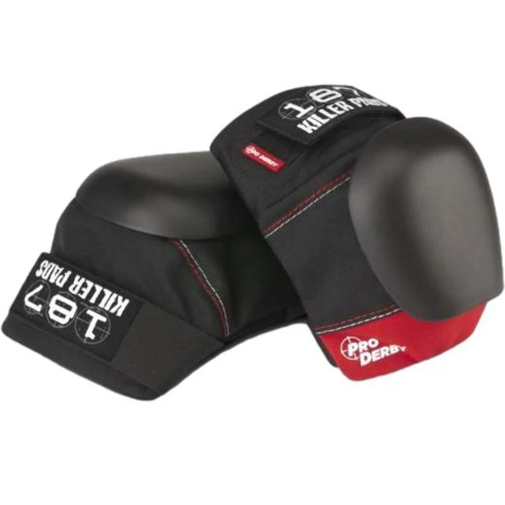 SPALDING 187 Pro Derby Knee Pad Black   Red