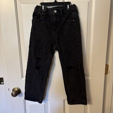Old Navy Youth 7 High Rise Slouchy Straight Black Jeans GUC
