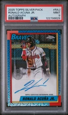 2025 Topps Silver Pack 1990 Chrome Promo Auto SP #/50 Ronald Acuna Jr #RAJ PSA 9