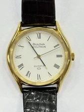 Bulova Accutron Quartz N7 White Dial Gold Tone Men 35mm Watch