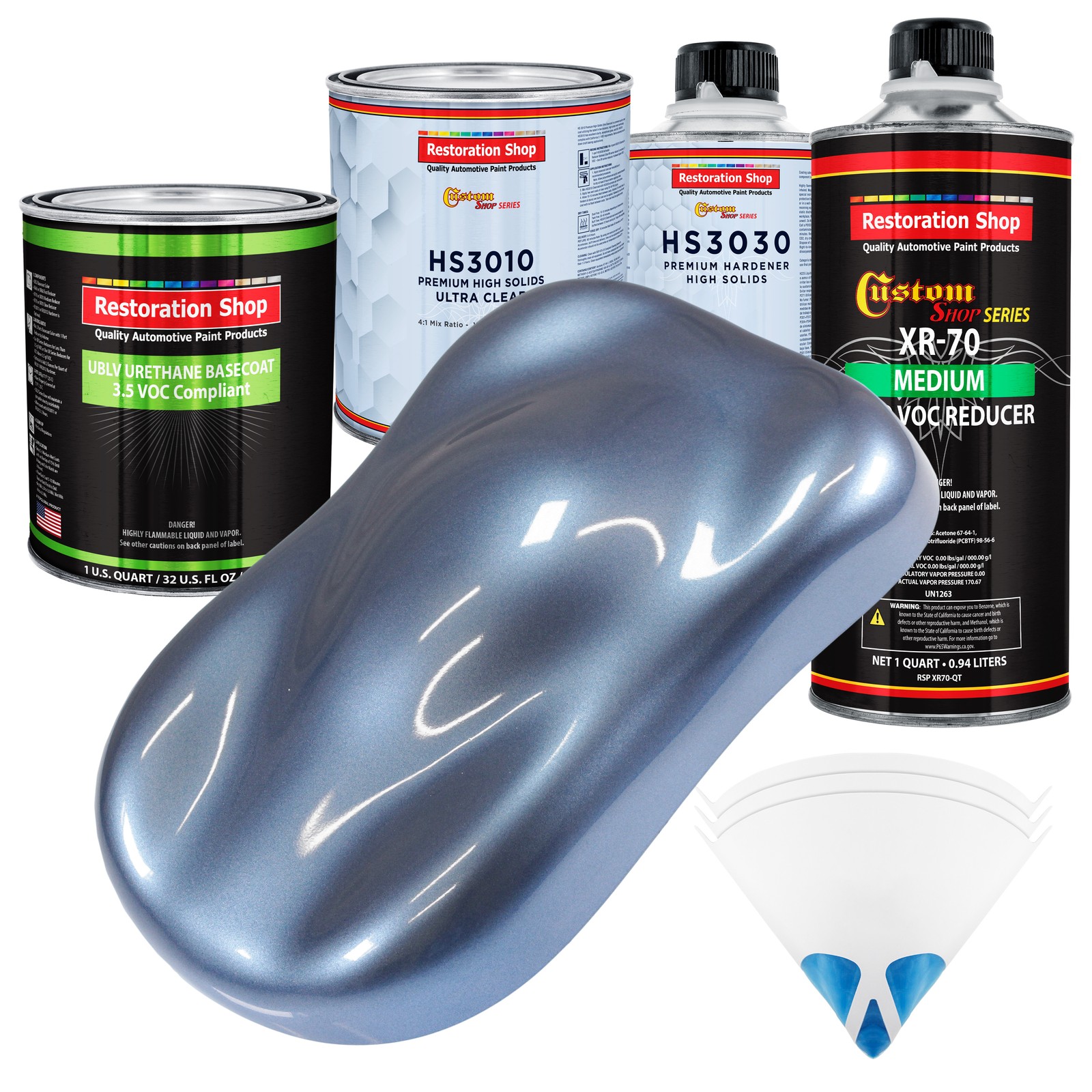 Sonic Blue Metallic Premium Quart Kit Low VOC Urethane Basecoat Auto Paint