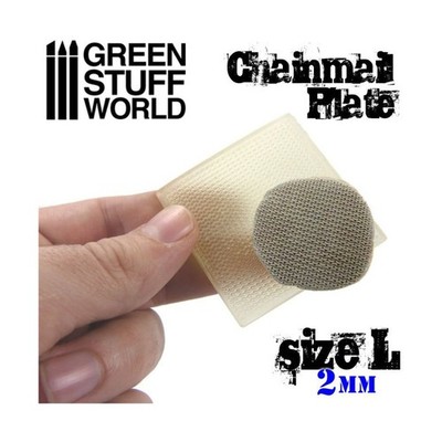Green Stuff World Modelling Supply Texture Plate - Chainmail, Size L (2mm) New