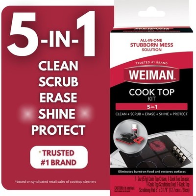 5-in-1 Cooktop Cleaning Kit with Cream, Scrubbing Pad and Scraper Tool for Glass