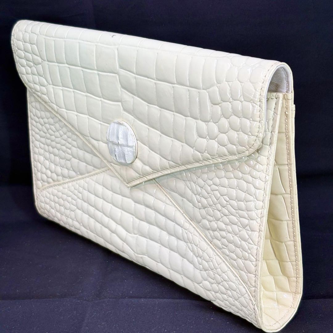 Borsa pochette donna Yves Saint Laurent in pelle bianca larga 9 8 pollici originale dal GIAPPONE