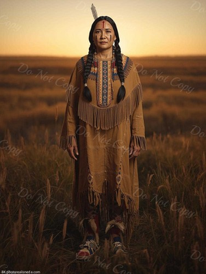 #ad Photo A4 Lakota Sioux – femme en tenue à franges au coucher du soleil – 1214 EUR 5.99