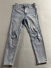 H M Woman's Jeans Size 4 Curvy Jeggings Ultra High Waist Ankle Length Destroyed.