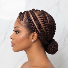 Braided Bun Wig. Large and Small Cornrow Braids. Full Lace with baby hair