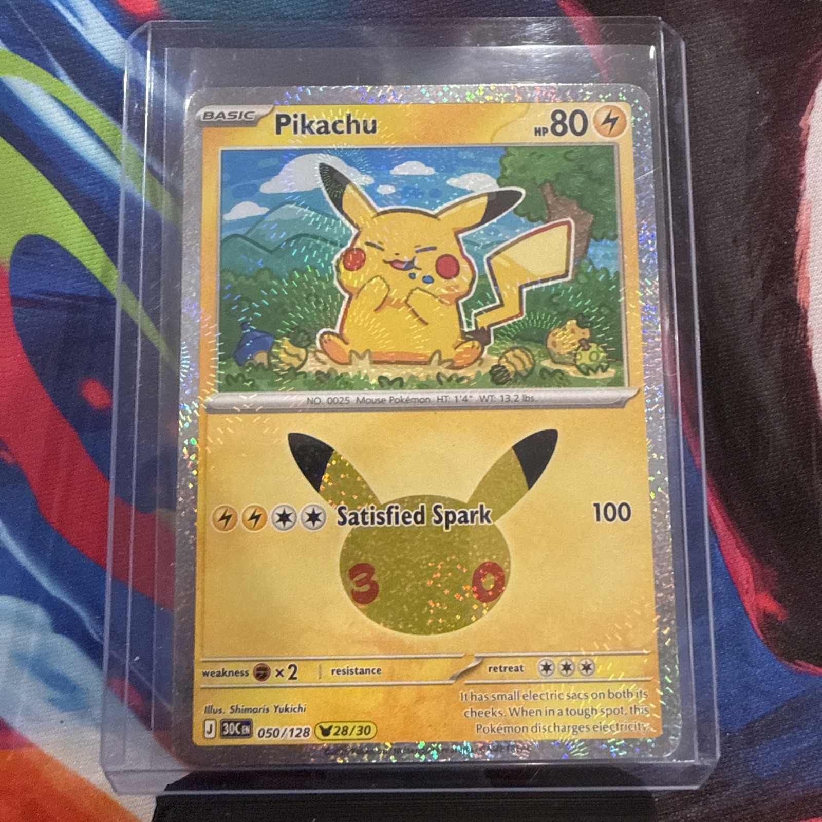 Pikachu 050/128 28/30 30th Celebration Pokemon TCG English Holo 30th Anniversary