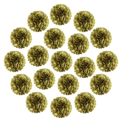 20 pompons papier doré 10" pour anniversaire - Photo 1/4